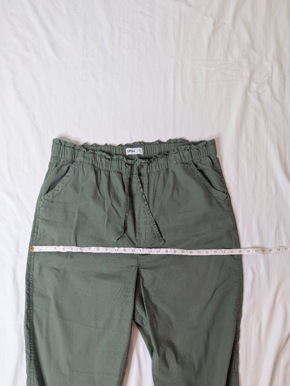 Sonoma Cotton Blend Pull On Pants, Olive Green Wide Leg Drawstring, Size XXL - Picture 6 of 8